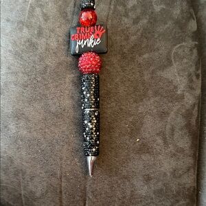 True Crime Junkie Black and Red Pen